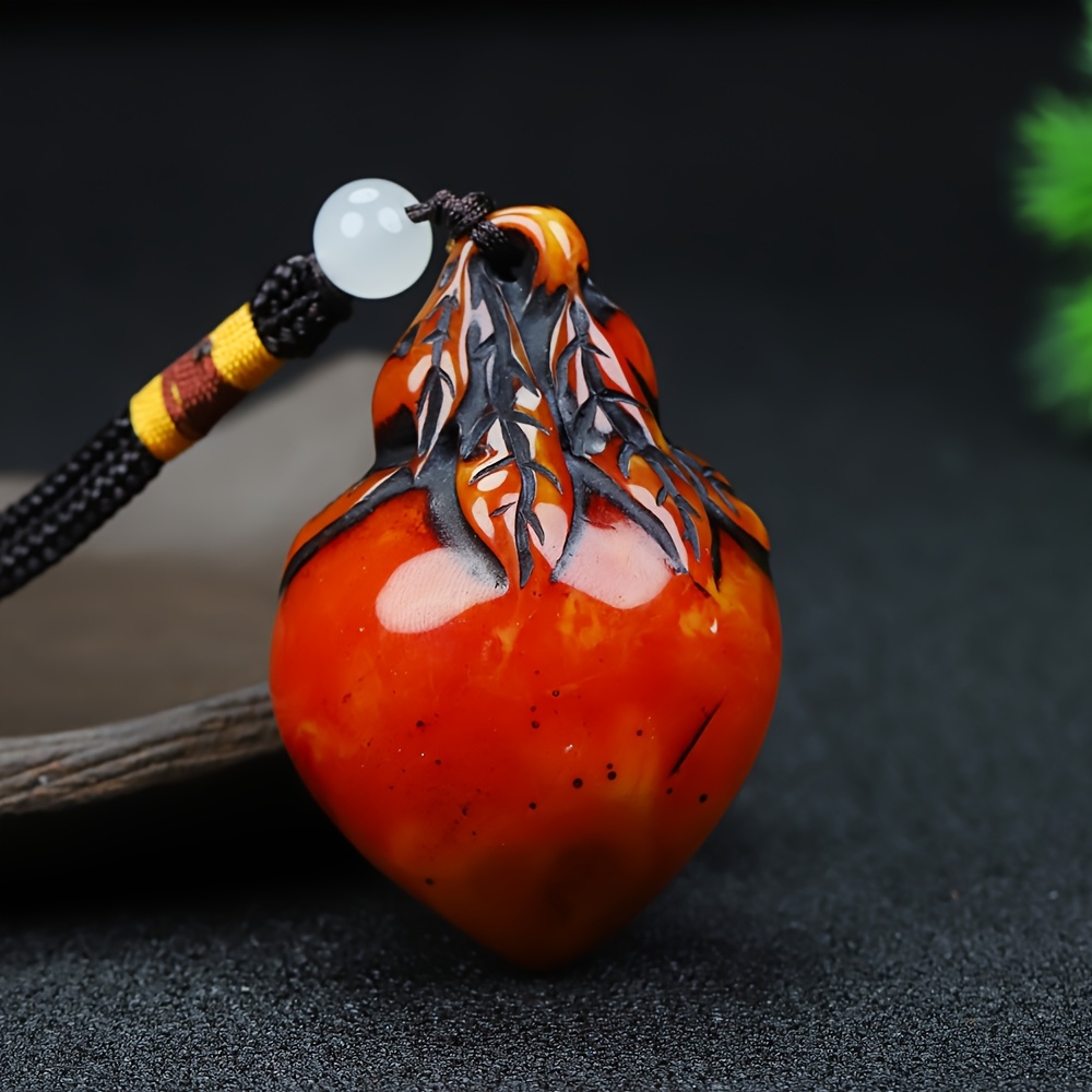 Vintage Mini Gourd Pendant Necklace, Floral Amulet